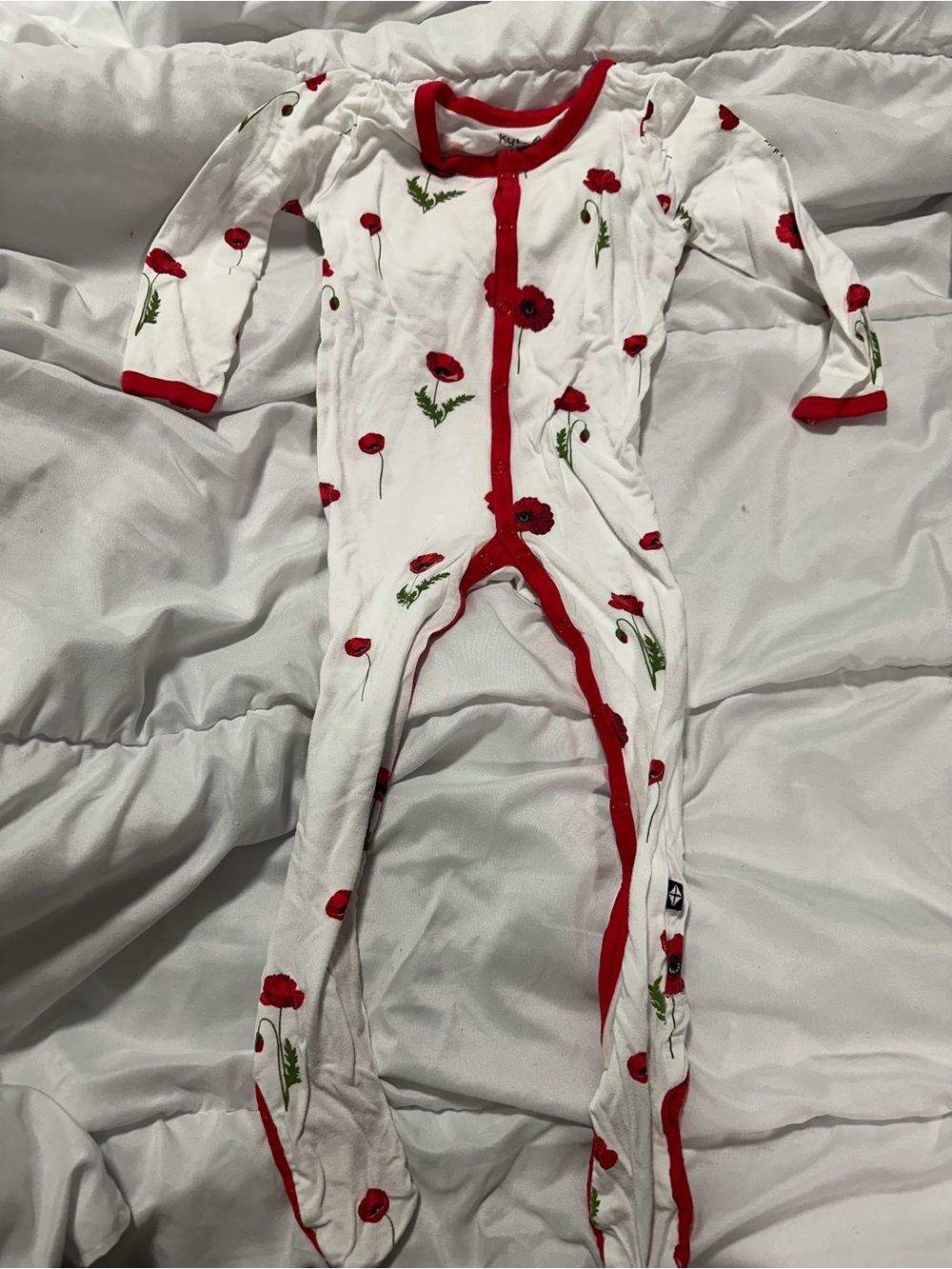 Kyte BABY White One-Piece with Red Poppy Print